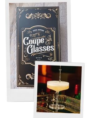 Old Fashioned Coupe Champagne Glass Gift Set , 4 Pcs Ribbed Glass Satin Lined